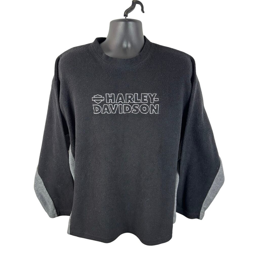 Vintage Harley Davidson Fleece Crew Sweatshirt Black / Grey Fairbault, MN XL/2XL